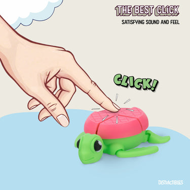 Turtle Fidget Toy, Articulating Design with Shell Clickers, Pocket-Sized & Durable, Stress Relief, ADHD, Autism & Stim (Pink/Green)